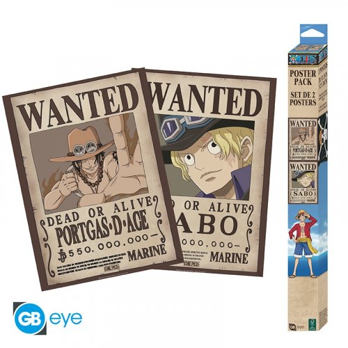 Juliste: One Piece - Wanted Sabo & Ace, Set of 2 Chibi (52x38cm)