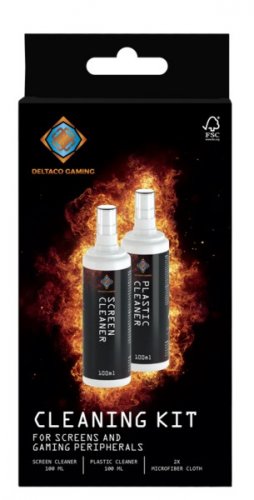Deltaco: N�yt�n ja Lis�laitteiden Puhdistussarja, 2x 100ml, 2x Mikrokuituliina