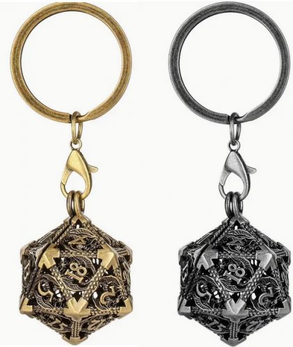 Avaimenper�: Metal D20 Keychain with Secret Compartment (Satunnainen)
