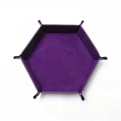 Folding Dice Tray: Hexagonal Velvet Purple