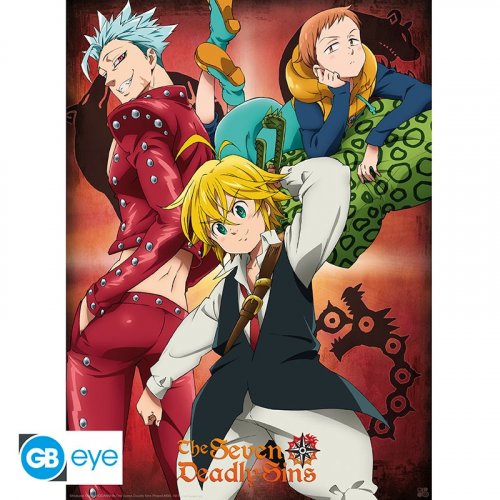 Juliste: The Seven Deadly Sins - Ban, King & Meliodas (52x38cm)