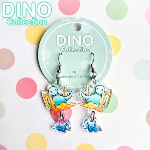 Korvakorut: Dino Origami Blue (4cm) (Niramuchu)