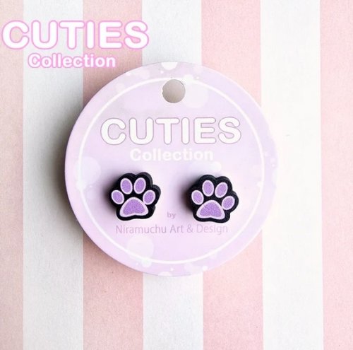Korvakorut: Cuties Paws Black (1cm) (Niramuchu)