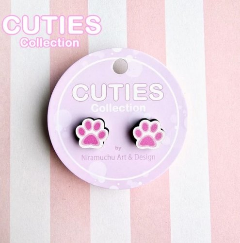 Korvakorut: Cuties Paws White (1cm) (Niramuchu)
