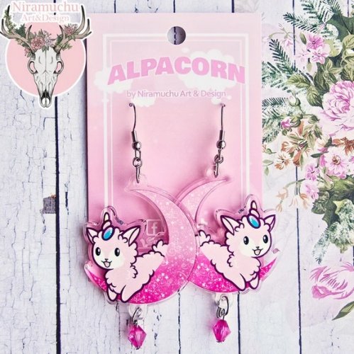 Korvakorut: Alpacorn Sparkling Moon Pink (4,5cm) (Niramuchu)