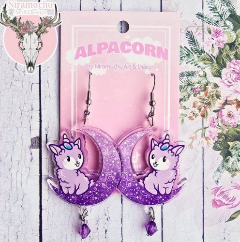 Korvakorut: Alpacorn Sparkling Moon Violet (4,5cm) (Niramuchu)