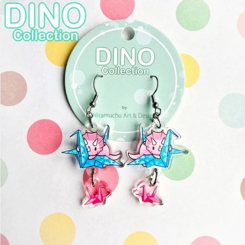 Korvakorut: Dino Origami Pink (4cm) (Niramuchu)