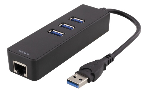 Deltaco: Verkkosovitin USB-A Hub