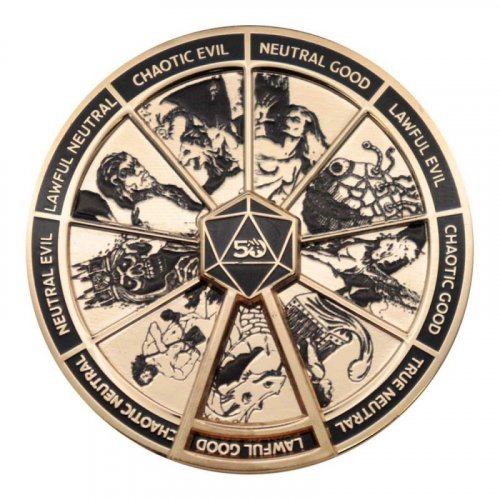 Dungeons & Dragons: Gold Coloured Alignment Spinner Pin Badge