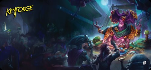 KeyForge: Playmat - Ekwidon - "Blue Light Special" Extra-Wide
