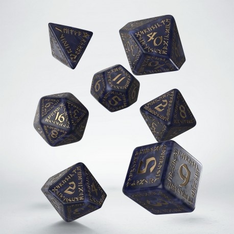 Runic Mixed-blue & Gold Dice Set