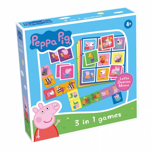 Pipsa Possu 3 in 1 Lotto, Domino, Memo peli