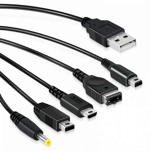Latauskaapeli: 5 in 1 USB-kaapeli 3DS/2DS/DSi/DS Lite/GBA SP