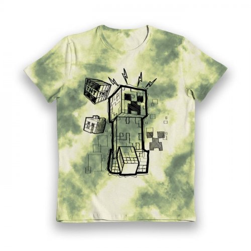 T-Paita: Minecraft - Creeper Sketch Tie Dye (11-12 Years)