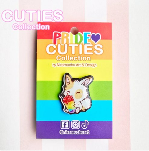 Pinssi: Cuties Pride 2025 - Rainbow Bunny Metal Pin Badge (3x2.5cm) (Niramuchu)