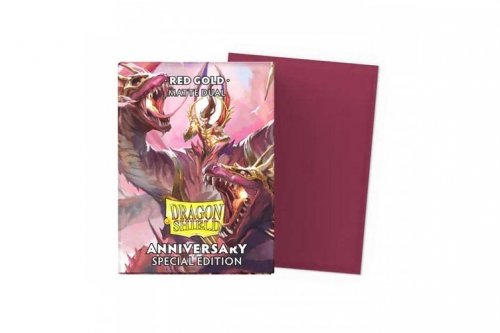 Dragon Shield: Matte Dual Metallic Sleeves - Pomegranate Red & Gold (100)
