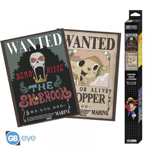 Juliste: One Piece - Wanted Chopper & Brook, 2-pack (52x38cm)