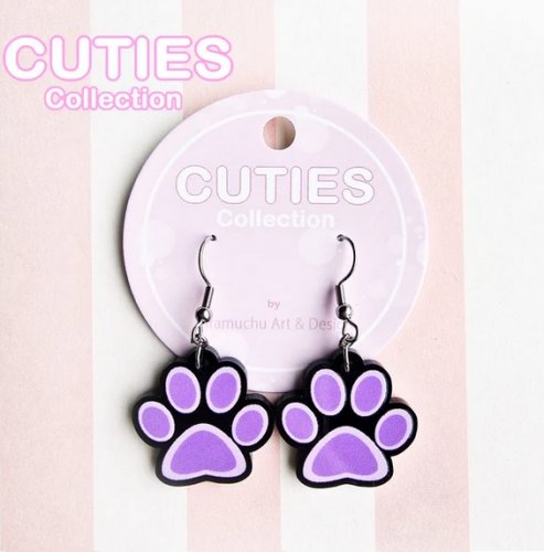 Korvakorut: Cuties Black Paws Earrings (2,5cm) (Niramuchu)