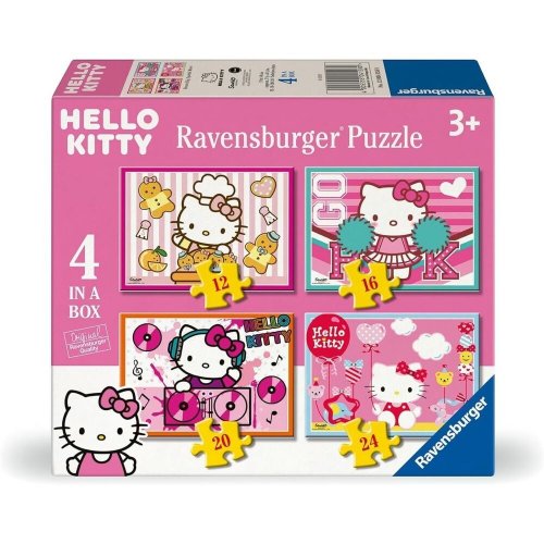 Palapeli: Hello Kitty 4 In A Box (12, 16, 20, 24pcs)