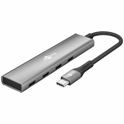 USB-C: Hub, 5 Gbps, 4x Usb-a Female, Slim (Grey)