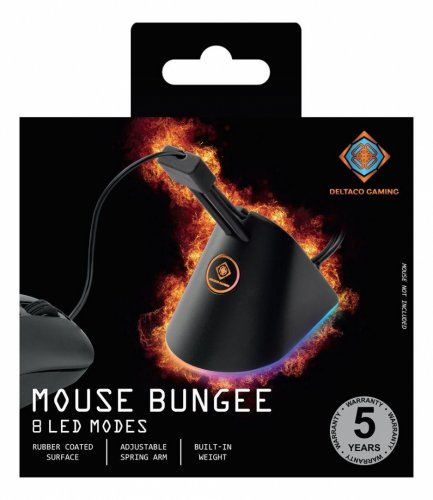 Mouse Bungee Retractable Arm: Fits All Wired Mice (Black/RGB)
