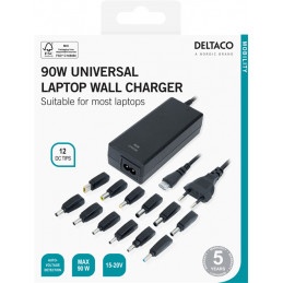 Laptop Wall Charger: 15-20 V, 6 A, 90 W, 12 Tips
