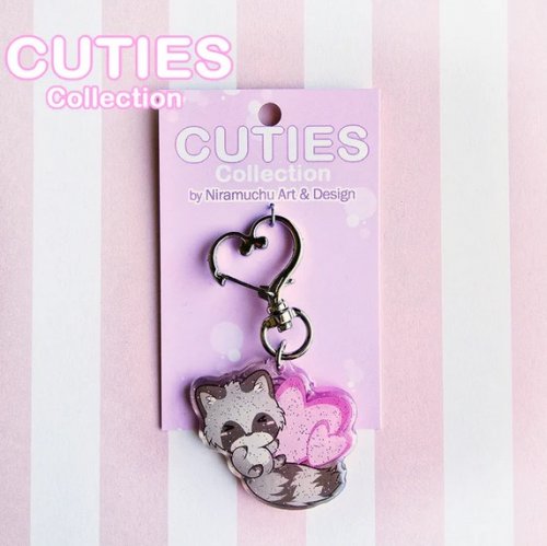 Avaimenper�: Cuties - Raccoon Glitter Keycharm (4x3.5cm) (Niramuchu)