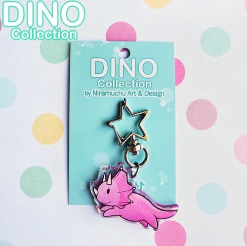Avaimenper�: Dino - Triceratops Glitter Keycharm (5x3cm) (Niramuchu)