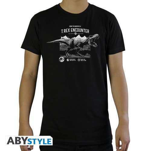 Jurassic World  - Tshirt Survive To A T-rex Ss Black- Basic S