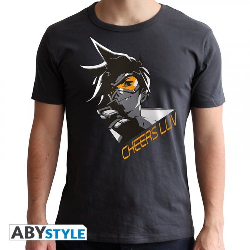 T-Paita: Overwatch - Tracer, Man SS, Dark Grey (XXL)
