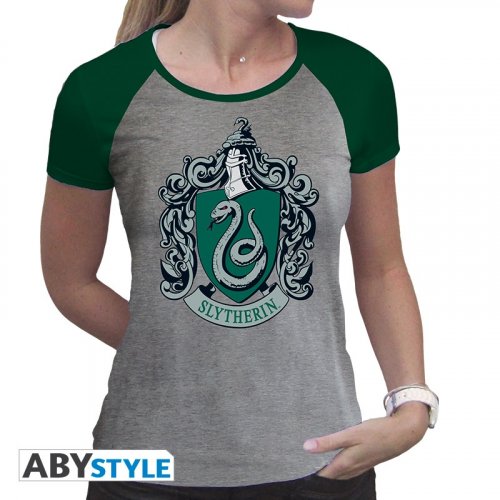 T-Paita: Harry Potter - Slytherin, Woman SS Grey & Green (XS)