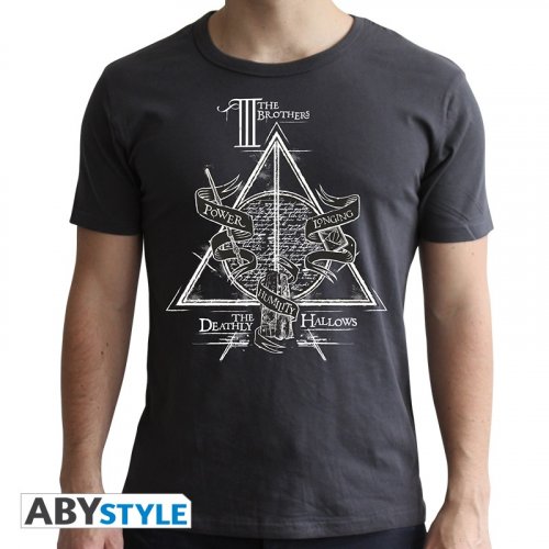 T-Paita: Harry Potter - Deathly Hallows, Man SS Dark Grey (M)