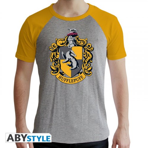 T-Paita: Harry Potter - Hufflepuff, Man SS Grey & Yellow (M)