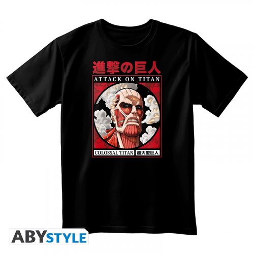 T-Paita: Attack On Titan - Colossal Titan, Unisex Black (S)