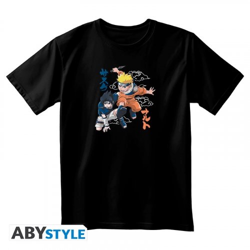 T-Paita: Naruto - Naruto & Sasuke, Unisex Black (XS)