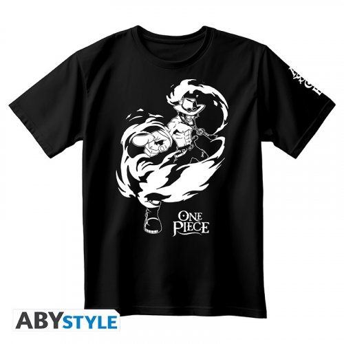 T-Paita: One Piece - Portgas D. Ace, Unisex Black (XS)