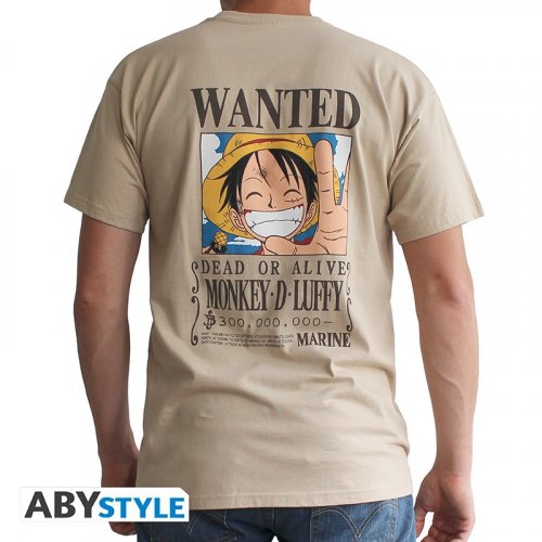 T-Paita: One Piece - Vintage Wanted Luffy, Unisex Sand (S)