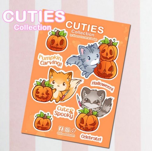 Tarra-arkki: Cuties Halloween Stickers - Pumpkin Carving (A6) (Niramuchu)