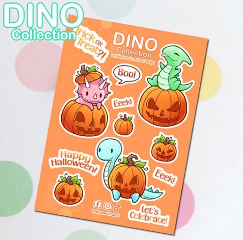Tarra-arkki: Dino Halloween Stickers - Halloween Fun (A6) (Niramuchu)