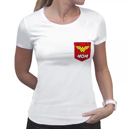 Wonder Woman - Woman Withe Tshirt Pocket - Family&friends - Mom Xs