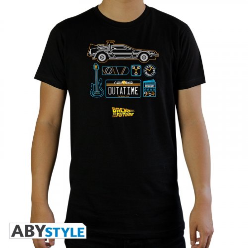 T-Paita: Back To The Future - Delorean, Man SS Black (S)