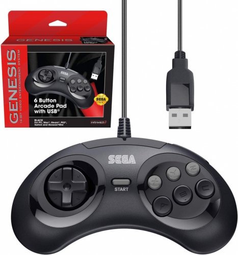 Retro-bit: Sega Genesis 6-button Arcade Pad - USB Black