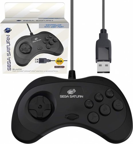 Retro-bit: Sega Saturn Control Pad Model 2 - USB Black