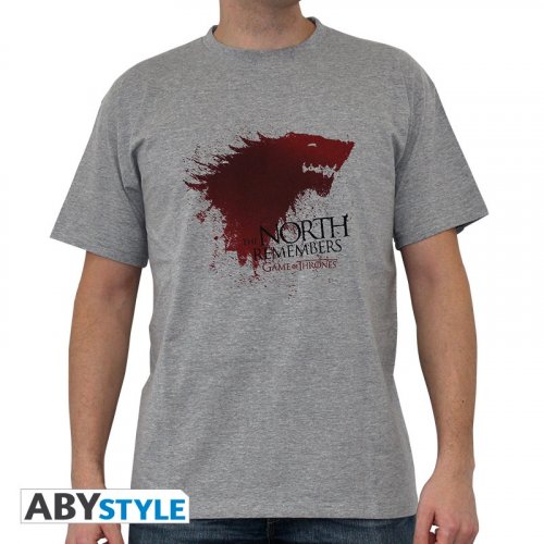 T-Paita: Game Of Thrones - The North..., Man SS Sport Grey (S)