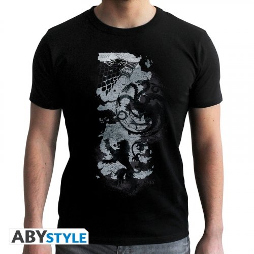 T-Paita: Game Of Thrones - Map, Man SS Black (S)