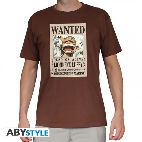 T-Paita: One Piece - Wanted Luffy, Men Chocolate (XS)