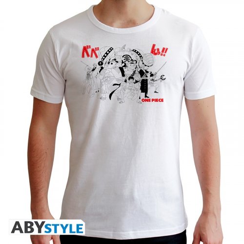 T-Paita: One Piece - Full Crew, Man SS White (XL)