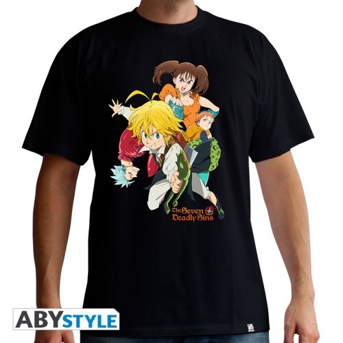 T-Paita: The Seven Deadly Sins - Groupe, Man SS Black (S)