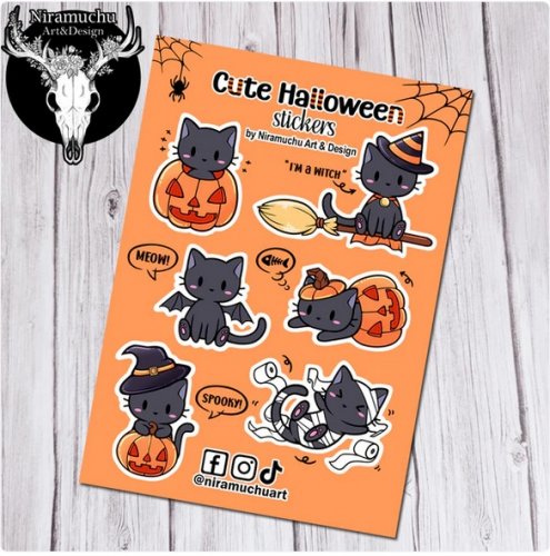 Tarra-arkki: Cute Halloween - Cat Stickers (A6) (Niramuchu)