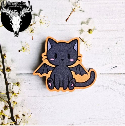 Magneetti: Cute Halloween - Winged Cat Magnet (4x4cm) (Niramuchu)
